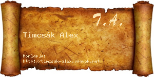 Timcsák Alex névjegykártya